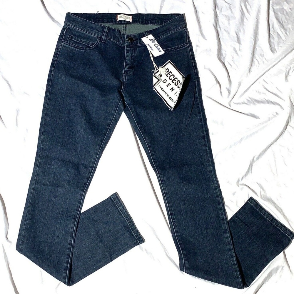 Recession Women's Dark Blue Cotton Jeans